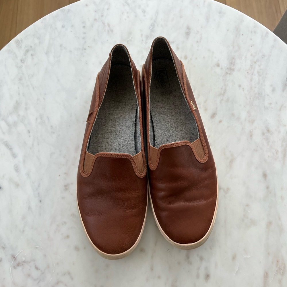 Keds Brown Leather Champion Slip Ons